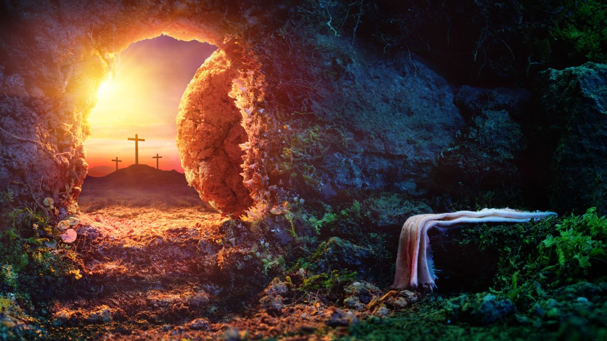 Crucifixion,At,Sunrise,-,Empty,Tomb,With,Shroud,-,Resurrection