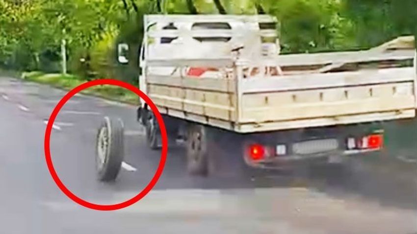 The wheel of the truck broke off – it was caught on video