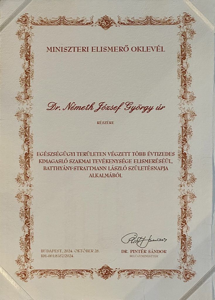 Miniszteri Elismerő Oklevelet 