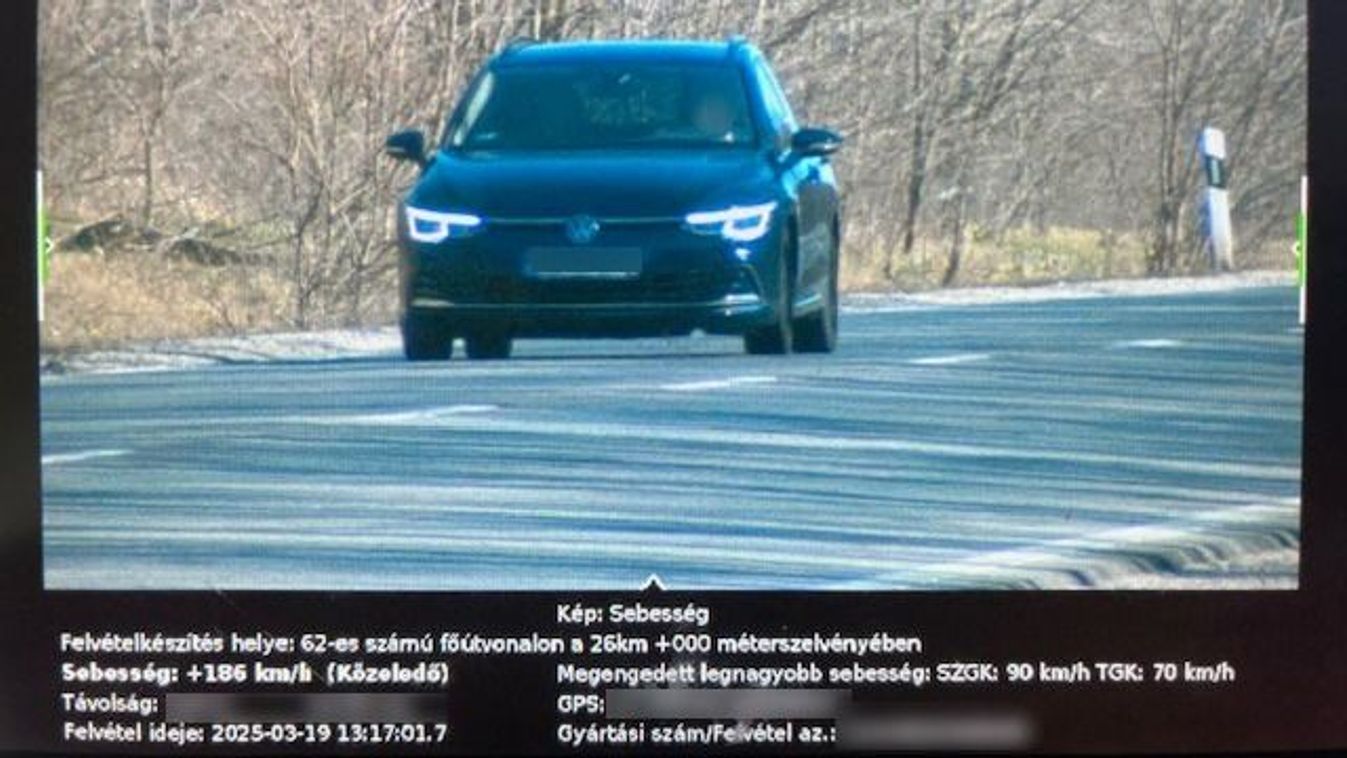 Őrült száguldás a 62-es úton: 186 km/h-val repesztett